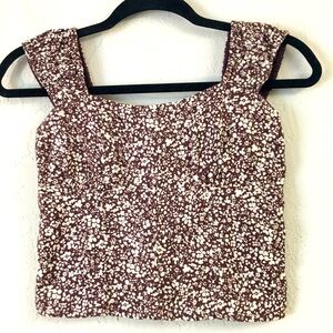 Abercrombie & Fitch Babydoll Crop Top XS Brown Floral